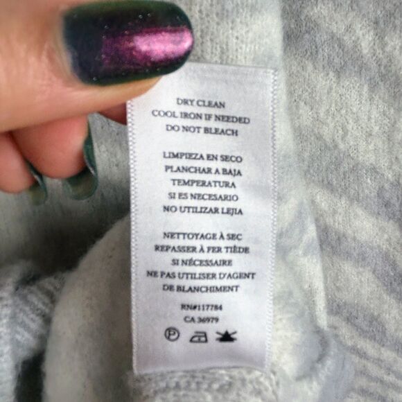 Rails Lana Leopard & Zebra Wool & Cashmere Blend Sweater Grey Pullover Luxury XS - Picture 16 of 16